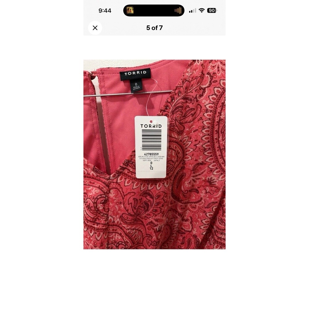 Torrid New paisley print chiffon tiered mini dress 0X 12/24 Ruffles grannycore - Picture 3 of 4